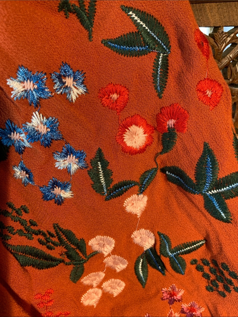 Umgee Rust Orange Embroidered Boho Tunic Dress - Picture 3 of 6